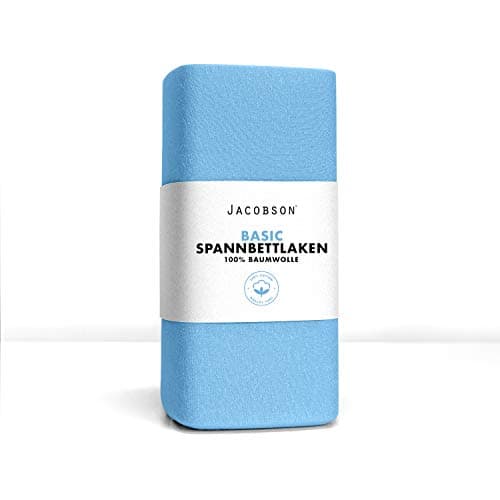 Jacobson Jersey-Spannbettlaken aus Baumwolle – OEKO-TEX STANDARD 100, 180x200–200x200 cm, Weiß