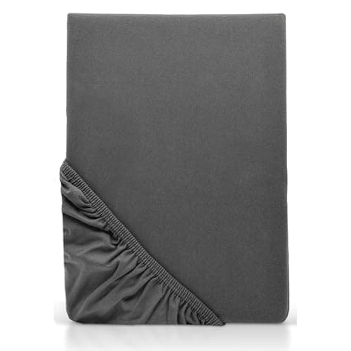 MOON-Luxury Spannbettlaken/Spannbetttuch Jersey-Stretch 230 g/m² OEKO-TEX – anthrazit, 90×200–100×220