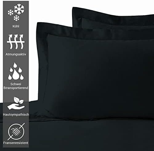 Pizuna Kissenbezüge 2er-Pack 40 x 80 cm Dunkelblau – 100% Langstapel-Baumwolle, 400 Fadenzahl