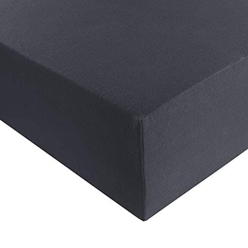 Heim24h Spannbettlaken 120x200 cm (bis 30 cm) – 100% Baumwolle Jersey, Schwarz