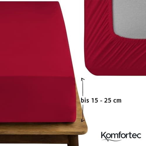 Komfortec Spannbettlaken 90x200 cm Jersey-Baumwolle – OEKO-TEX® Standard 100, Rundumgummizug für perfekte Passform, Weiß