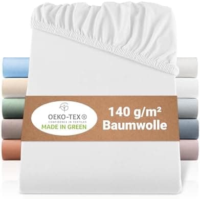 BaSaTex Bio-Jersey Spannbettlaken 120x200 cm – 100% Bio-Baumwolle, GOTS-zertifiziert – Taupe