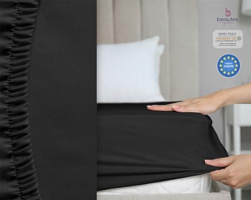 BEAUTEX Spannbetttuch aus Baumwolle – Premium Jersey 160 g/m², OEKO‑TEX STANDARD 100