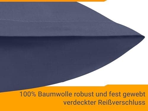 Doppelpack Baumwoll-Kissenbezüge 40 x 15 cm – Navyblau, schlichtes modernes Design