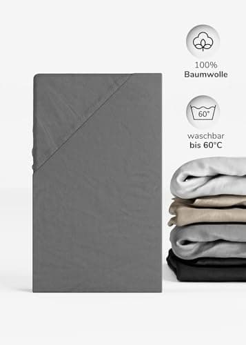 Sämann® Spannbettlaken Jersey 90x200 cm – Baumwolle, anthrazit