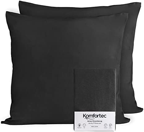 Komfortec Kissenbezüge 2er Set – 100% Baumwolle Premium Jersey (150 g/m²), superweich – OEKO‑TEX STANDARD 100