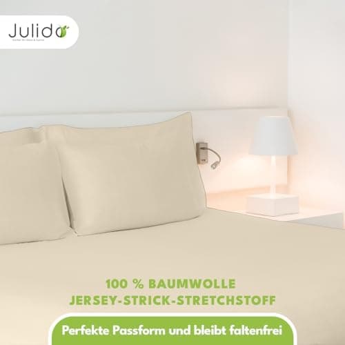 Julido Jersey-Spannbettlaken 140x200 cm – Baumwolle, OEKO-TEX® Standard 100, hautfreundlich & allergikergeeignet, Grün
