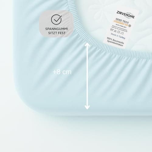 Spannbettlaken 120x200 cm – Jersey 100% Baumwolle – für Matratzen bis 25 cm Höhe