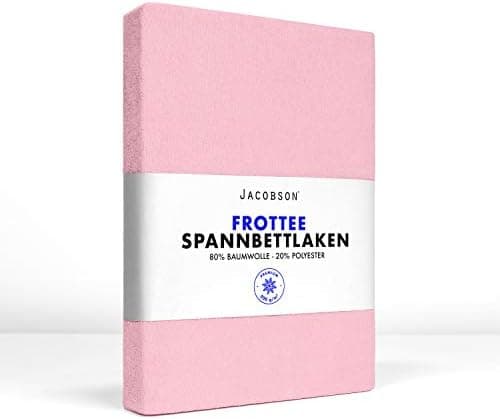 Jacobson Premium Frottee-Spannbettlaken aus Baumwolle, 200 g/m² (120–130 x 200 cm) – Grau