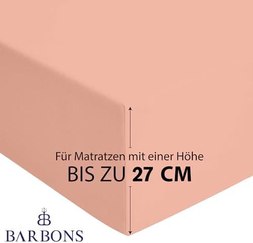 BARBONS Spannbettlaken 140x200 cm – 100% Baumwolle Jersey, für Boxspringbett & Matratzen bis 27 cm – Hellgrau