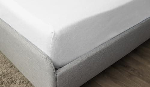 Spannbettuch Jersey mit Elasthan – 97% Baumwolle / 3% Elasthan, elastisches Spannbettlaken Weiß (90–100 × 200–220 cm)