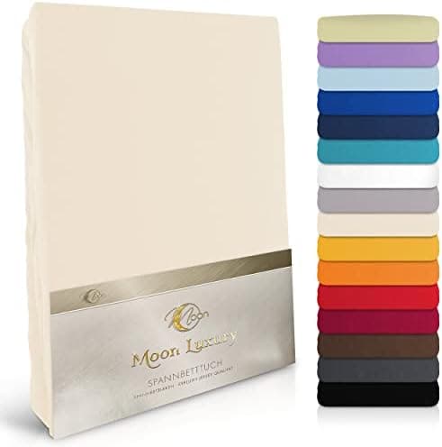 MOON-Luxury Spannbettlaken/Spannbetttuch Jersey-Stretch 230 g/m² OEKO-TEX – anthrazit, 90×200–100×220