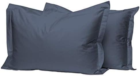 Pizuna Kissenbezüge 2er-Pack 40 x 80 cm Dunkelblau – 100% Langstapel-Baumwolle, 400 Fadenzahl