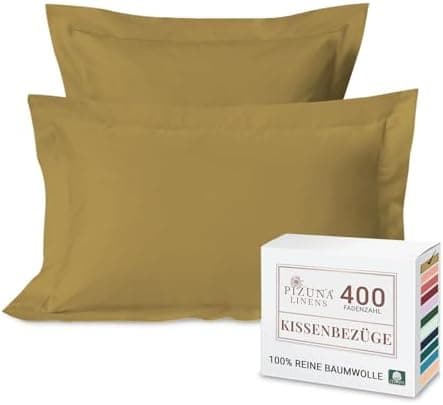 Pizuna Kissenbezüge 2er-Pack 40 x 80 cm Dunkelblau – 100% Langstapel-Baumwolle, 400 Fadenzahl