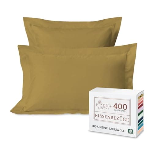 Pizuna Kissenbezüge 2er-Pack 40 x 80 cm Dunkelblau – 100% Langstapel-Baumwolle, 400 Fadenzahl