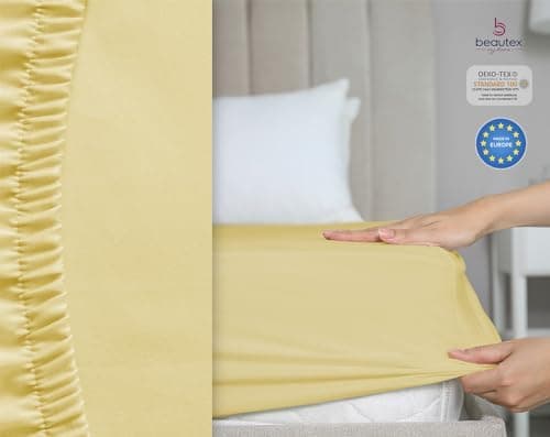 BEAUTEX Spannbetttuch aus Baumwolle – Premium Jersey 160 g/m², OEKO‑TEX STANDARD 100
