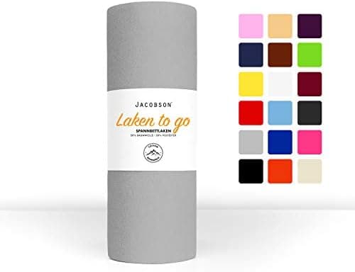 Jacobson Jersey-Spannbettlaken – 50% Baumwolle/50% Polyester, elastisch & hautsympathisch – 180–200 x 200 cm, 1er Set, N