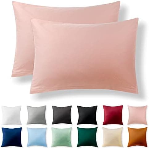 2er-Set Kissenbezüge 40 x 80 cm – Renforcé, 100% Baumwolle, superweich mit Reißverschluss, Babyrosa