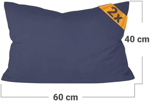 Doppelpack Baumwoll-Kissenbezüge 40 x 15 cm – Navyblau, schlichtes modernes Design