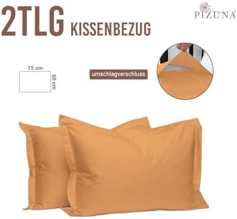 Pizuna Kissenbezüge 2er-Pack 40 x 80 cm Dunkelblau – 100% Langstapel-Baumwolle, 400 Fadenzahl