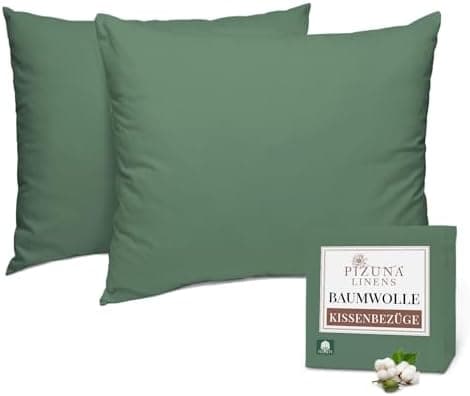 Pizuna Kissenbezüge 2er-Pack 40 x 80 cm Dunkelblau – 100% Langstapel-Baumwolle, 400 Fadenzahl