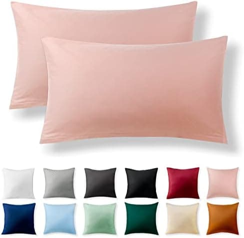 2er-Set Kissenbezüge 40 x 80 cm – Renforcé, 100% Baumwolle, superweich mit Reißverschluss, Babyrosa