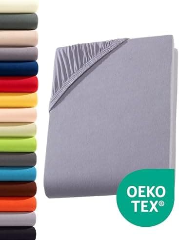 Jersey-Spannbettlaken 100% Baumwolle – 90–100×200 cm, für Matratzen bis 25 cm (Steghöhe bis 23 cm), Beige