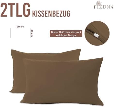 Pizuna Kissenbezüge 2er-Pack 40 x 80 cm Dunkelblau – 100% Langstapel-Baumwolle, 400 Fadenzahl