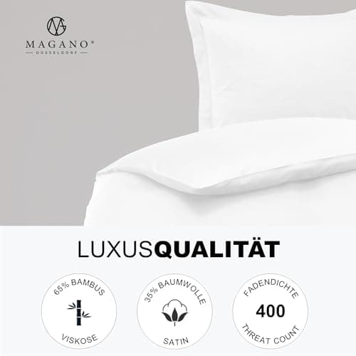 Magano® Bettwäsche 135x200 Taupe – Bambus & Baumwolle Satin 400 TC Premium, Deckenbezug 135x200 cm + Kissenbezug 40x80 c