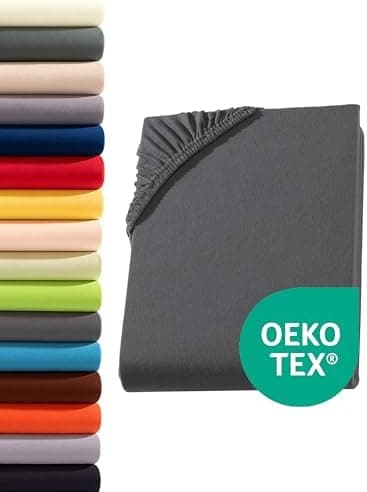 Jersey-Spannbettlaken 100% Baumwolle – 90–100×200 cm, für Matratzen bis 25 cm (Steghöhe bis 23 cm), Beige