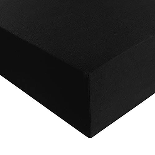 Heim24h Spannbettlaken 120x200 cm (bis 30 cm) – 100% Baumwolle Jersey, Schwarz