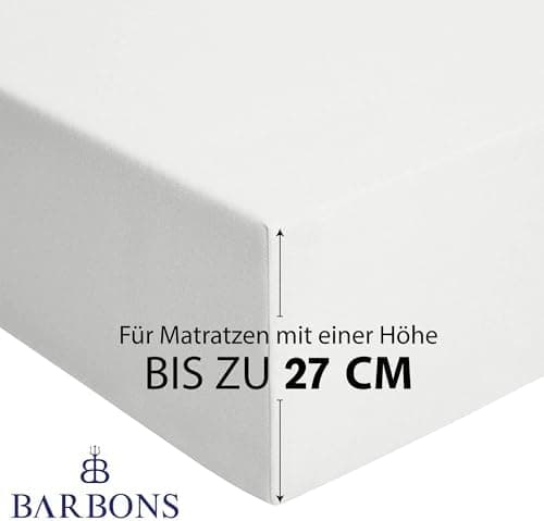 BARBONS Spannbettlaken 140x200 cm – 100% Baumwolle Jersey, für Boxspringbett & Matratzen bis 27 cm – Hellgrau