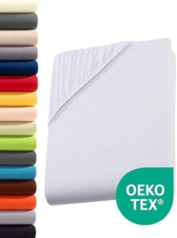Jersey-Spannbettlaken 100% Baumwolle – 90–100×200 cm, für Matratzen bis 25 cm (Steghöhe bis 23 cm), Beige