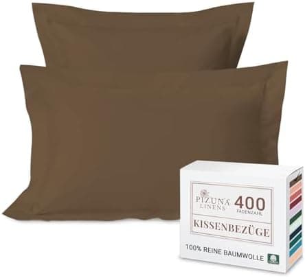 Pizuna Kissenbezüge 2er-Pack 40 x 80 cm Dunkelblau – 100% Langstapel-Baumwolle, 400 Fadenzahl