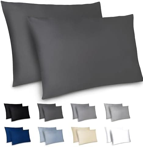 Dreamzie Kissenbezug 40x80 (2er Set) – Mikrofaser weich, OEKO-TEX STANDARD 100, Anthrazit mit Reißverschluss