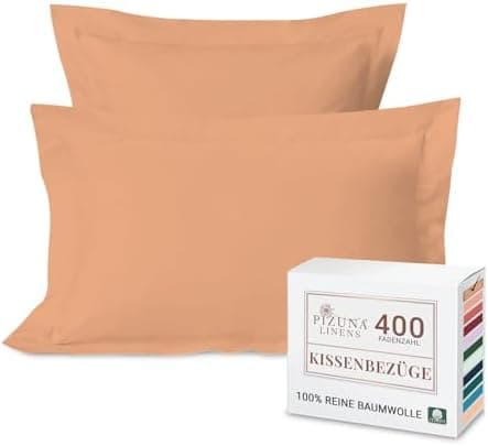 Pizuna Kissenbezüge 2er-Pack 40 x 80 cm Dunkelblau – 100% Langstapel-Baumwolle, 400 Fadenzahl