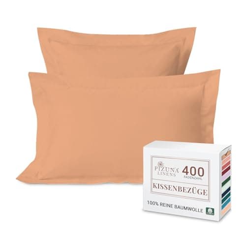 Pizuna Kissenbezüge 2er-Pack 40 x 80 cm Dunkelblau – 100% Langstapel-Baumwolle, 400 Fadenzahl