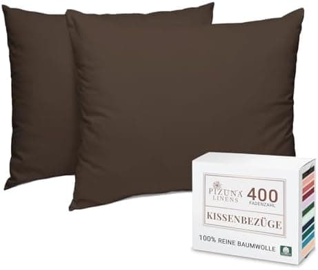 Pizuna Kissenbezüge 2er-Pack 40 x 80 cm Dunkelblau – 100% Langstapel-Baumwolle, 400 Fadenzahl
