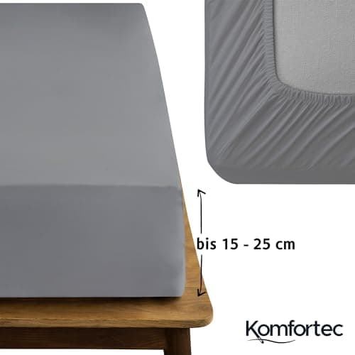 Komfortec Spannbettlaken 90x200 cm Jersey-Baumwolle – OEKO-TEX® Standard 100, Rundumgummizug für perfekte Passform, Weiß
