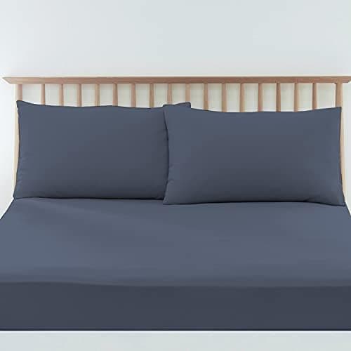 Pizuna Kissenbezüge 2er-Pack 40 x 80 cm Dunkelblau – 100% Langstapel-Baumwolle, 400 Fadenzahl