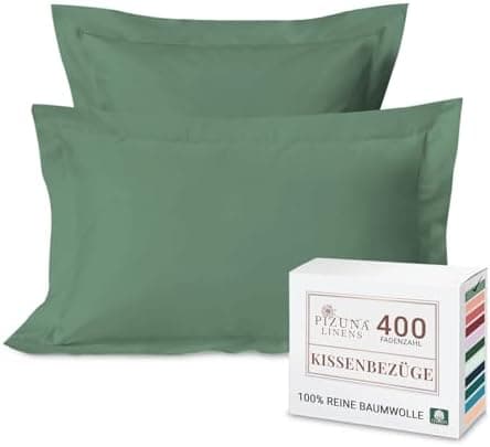 Pizuna Kissenbezüge 2er-Pack 40 x 80 cm Dunkelblau – 100% Langstapel-Baumwolle, 400 Fadenzahl