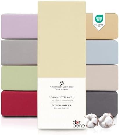 Spannbettlaken 90x200 – Jersey 100% gekämmte Baumwolle, passend für Matratzen bis 30 cm