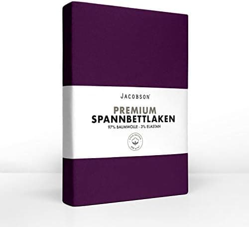 Jacobson Jersey-Spannbettlaken aus Baumwolle – OEKO-TEX STANDARD 100, 180x200–200x200 cm, Weiß