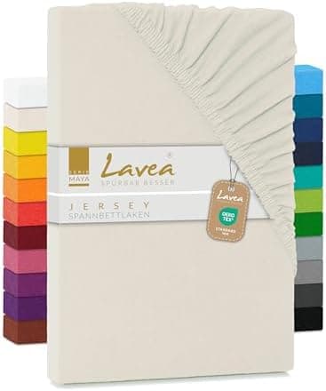 Lavea Spannbettlaken 120x200 cm – atmungsaktives Baumwoll‑Jersey, passend für Matratzen bis 20 cm (Mittelgrau)