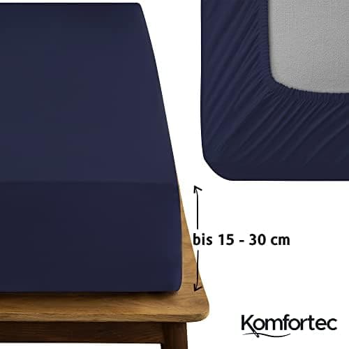 Komfortec Spannbettlaken 90x200 cm Jersey-Baumwolle – OEKO-TEX® Standard 100, Rundumgummizug für perfekte Passform, Weiß