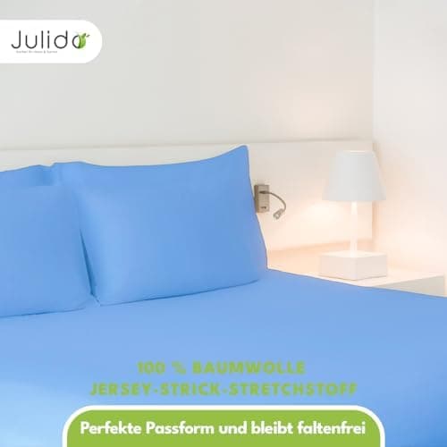Julido Jersey-Spannbettlaken 140x200 cm – Baumwolle, OEKO-TEX® Standard 100, hautfreundlich & allergikergeeignet, Grün