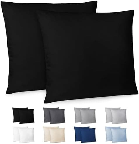 Dreamzie Kissenbezug 40x80 (2er Set) – Mikrofaser weich, OEKO-TEX STANDARD 100, Anthrazit mit Reißverschluss