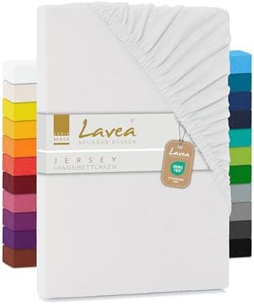 Lavea Spannbettlaken 120x200 cm – atmungsaktives Baumwoll‑Jersey, passend für Matratzen bis 20 cm (Mittelgrau)
