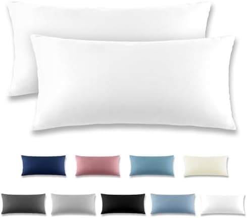 REDKEY Kissenbezug 40x80 cm 2er Set – gebürstetes Mikrofaser, Reißverschluss, waschbar bis 40°C – Anthrazit