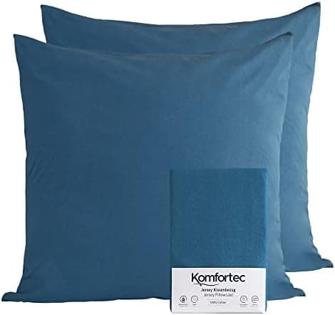Komfortec Kissenbezüge 2er Set – 100% Baumwolle Premium Jersey (150 g/m²), superweich – OEKO‑TEX STANDARD 100